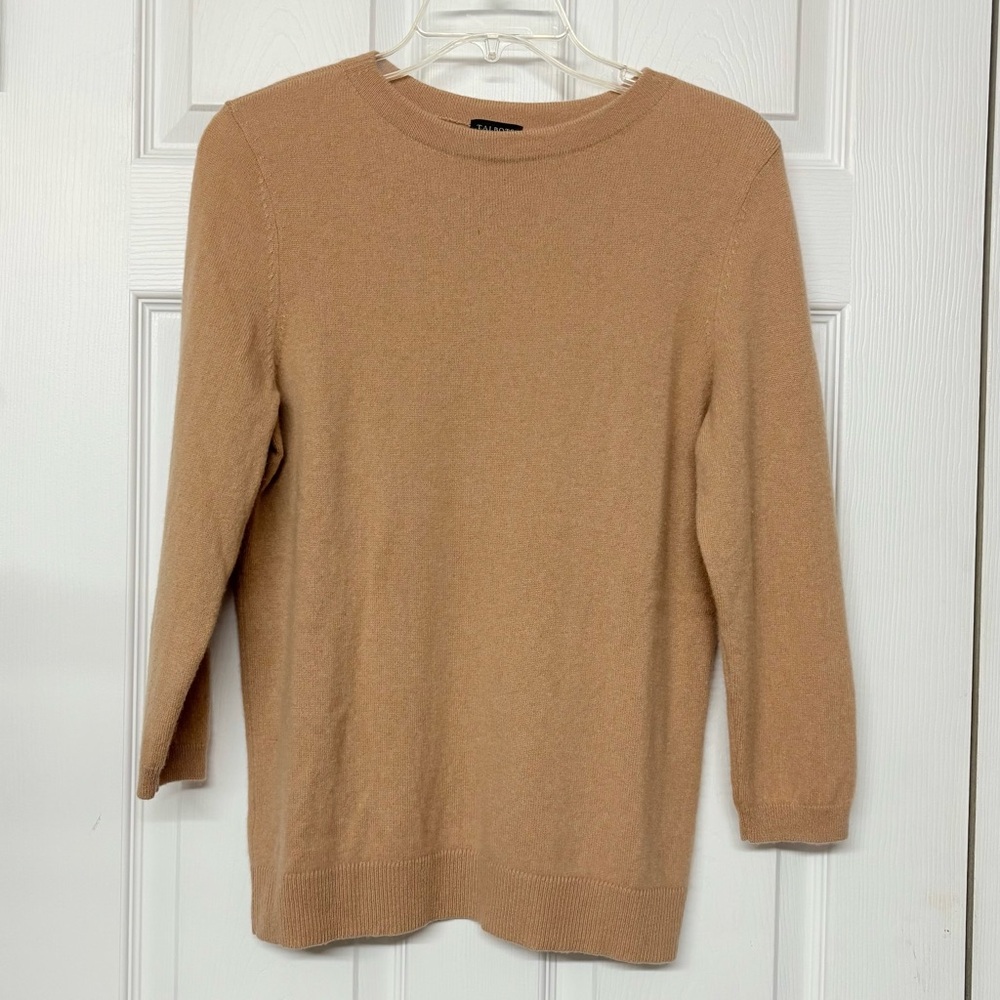 Talbots 100% Cashmere Tan Pullover Sweater Sz L